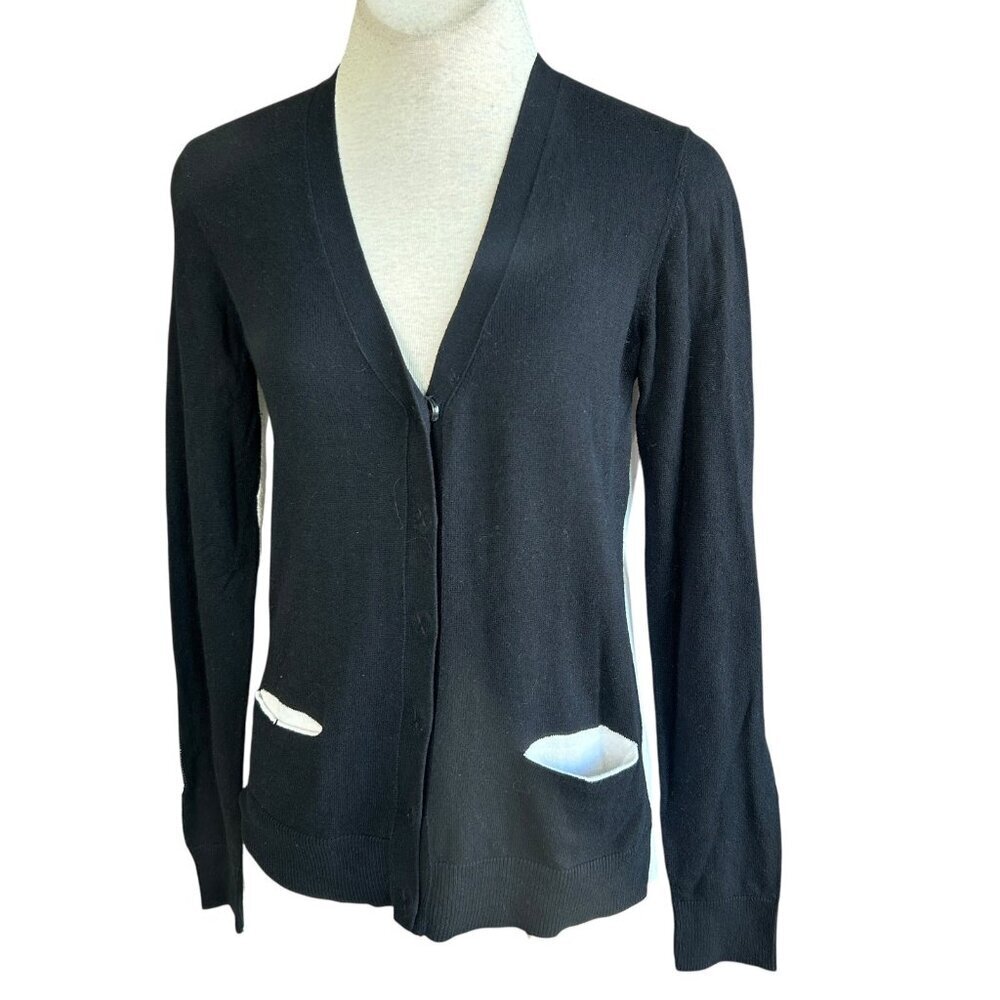 Bailey 44 Cardigan Sweater Colorblock V Neck Cashmere Cotton Blend Size M
